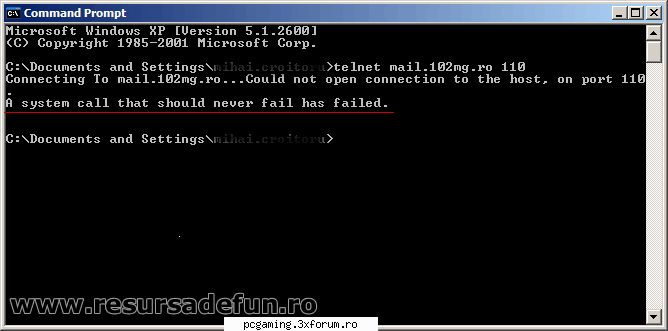 Poza zilei 2 - A sistem call that should never fail has failed - Vorbe`n vant